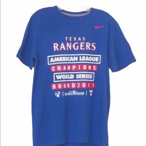 Nike Texas Rangers T Shirt Blue Med 2011 Graphic